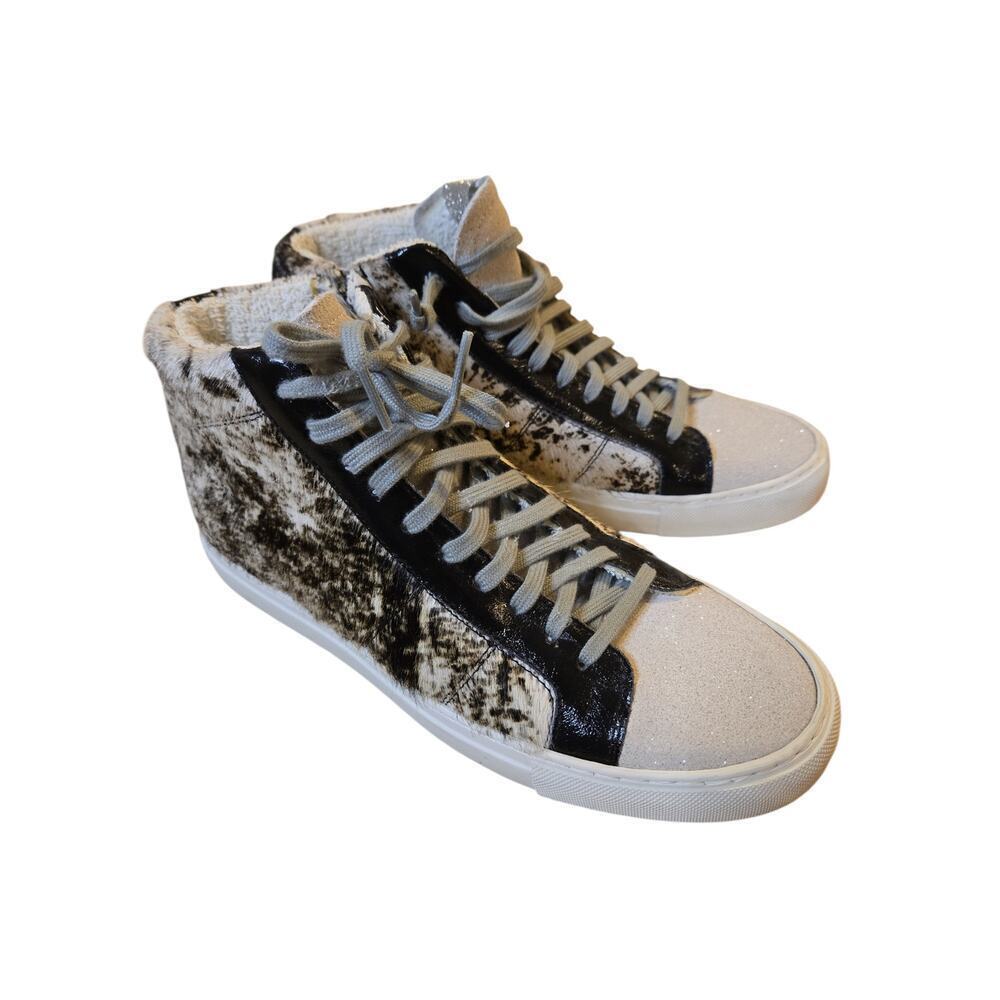 P448 Calf Hair High Top Sneakers Cow Softy Size 39 - Picture 3 of 9